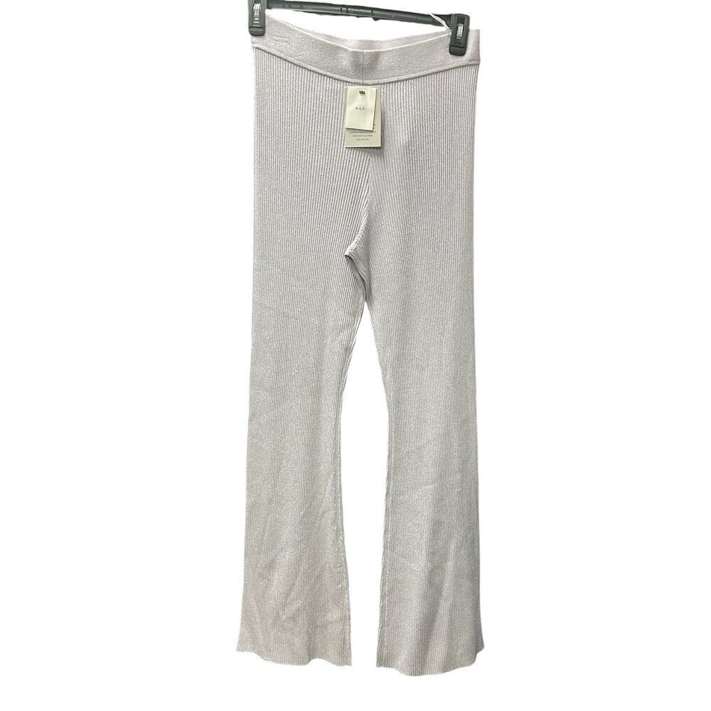 ALC Logan Metallic Ribbed Knit Flare Pants NWT Size Large
